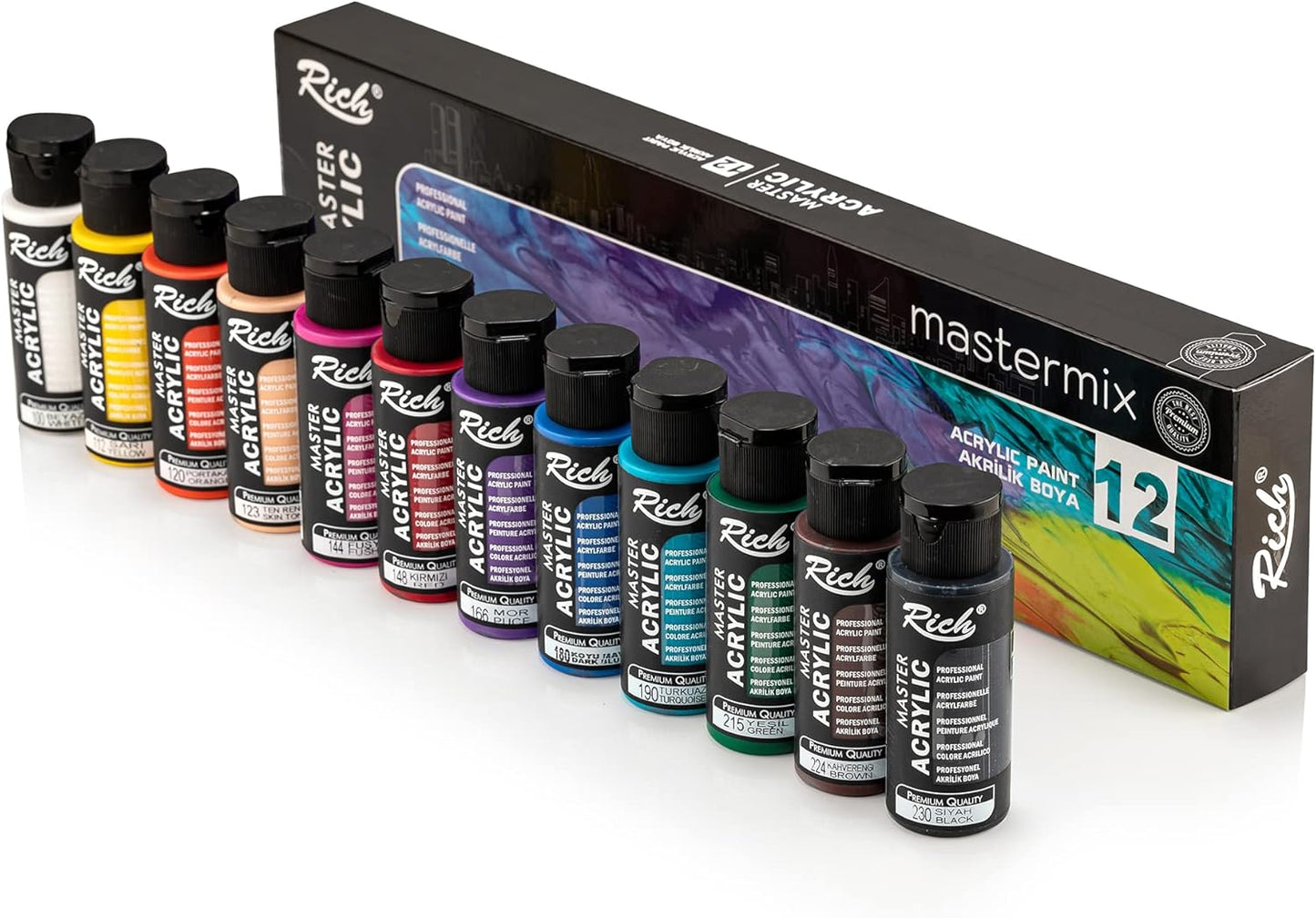 12 or 24 Pack Of Master Acrylic Professional Paint
