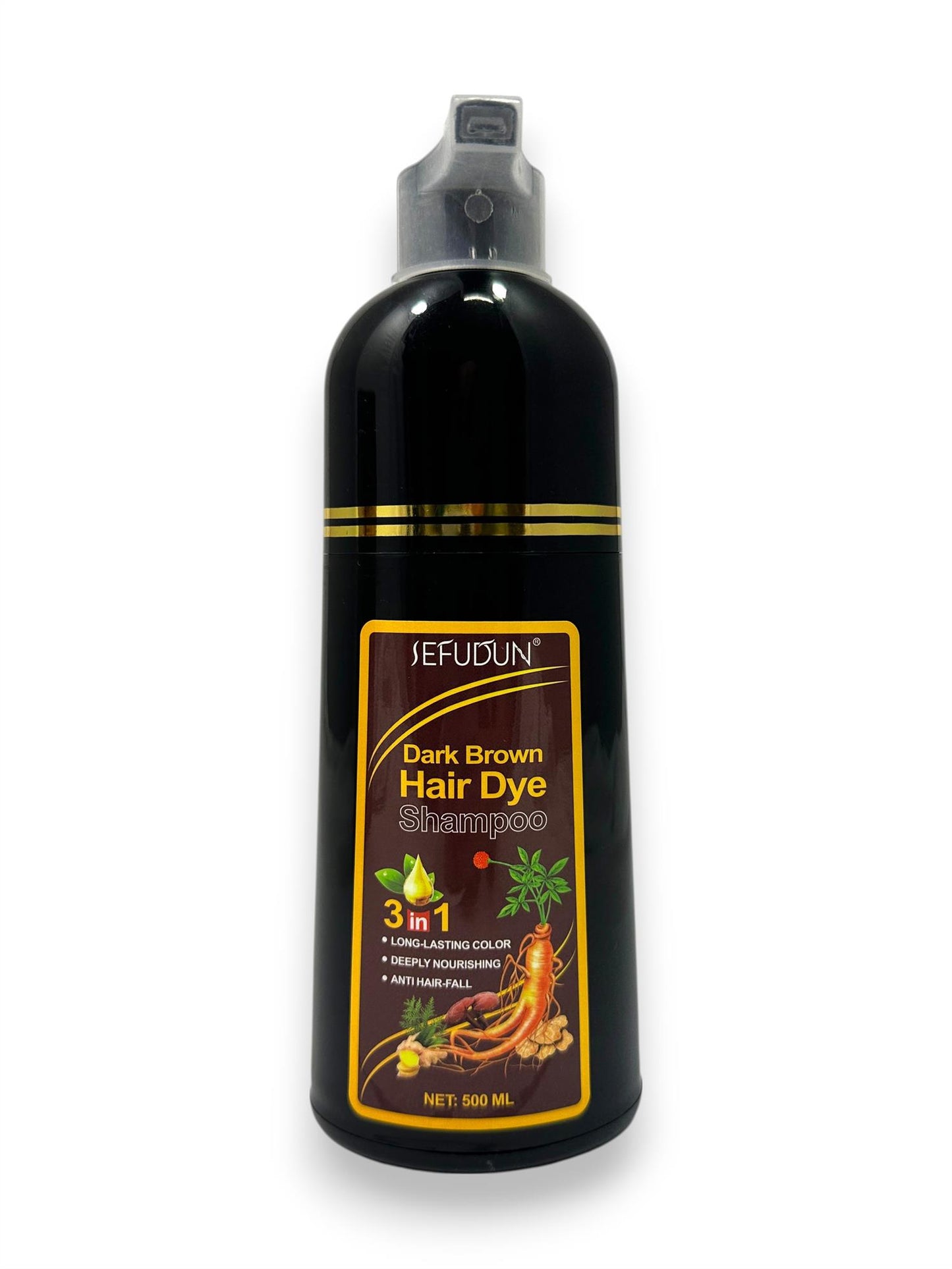 Hair Dye Shampoo, Hair Color Shampoo 3 in 1, Natural Black Hair Color Solution for Women & Men, Long Lasting, Herbal Formula Deeply Nourishing (Dark Brown)