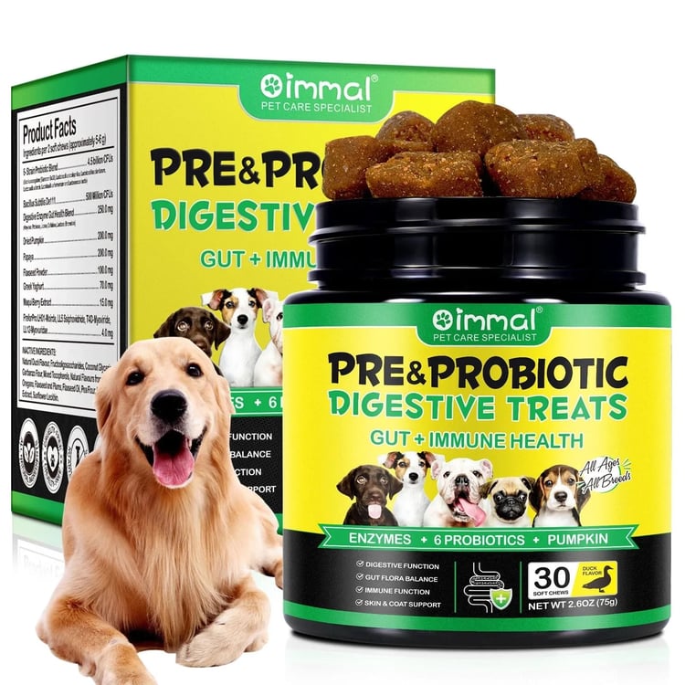 Probiotics for Dogs – 30 Chews, Gut Health & Digestive Support, Duck Flavour