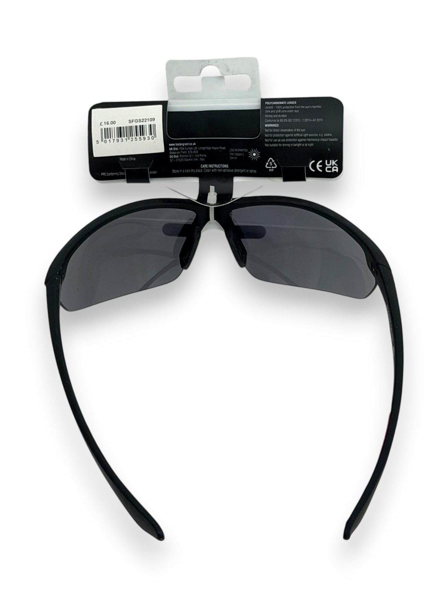 Black Foster Grant Sunglasses with Reflective Lenses UV400 Sports Shades