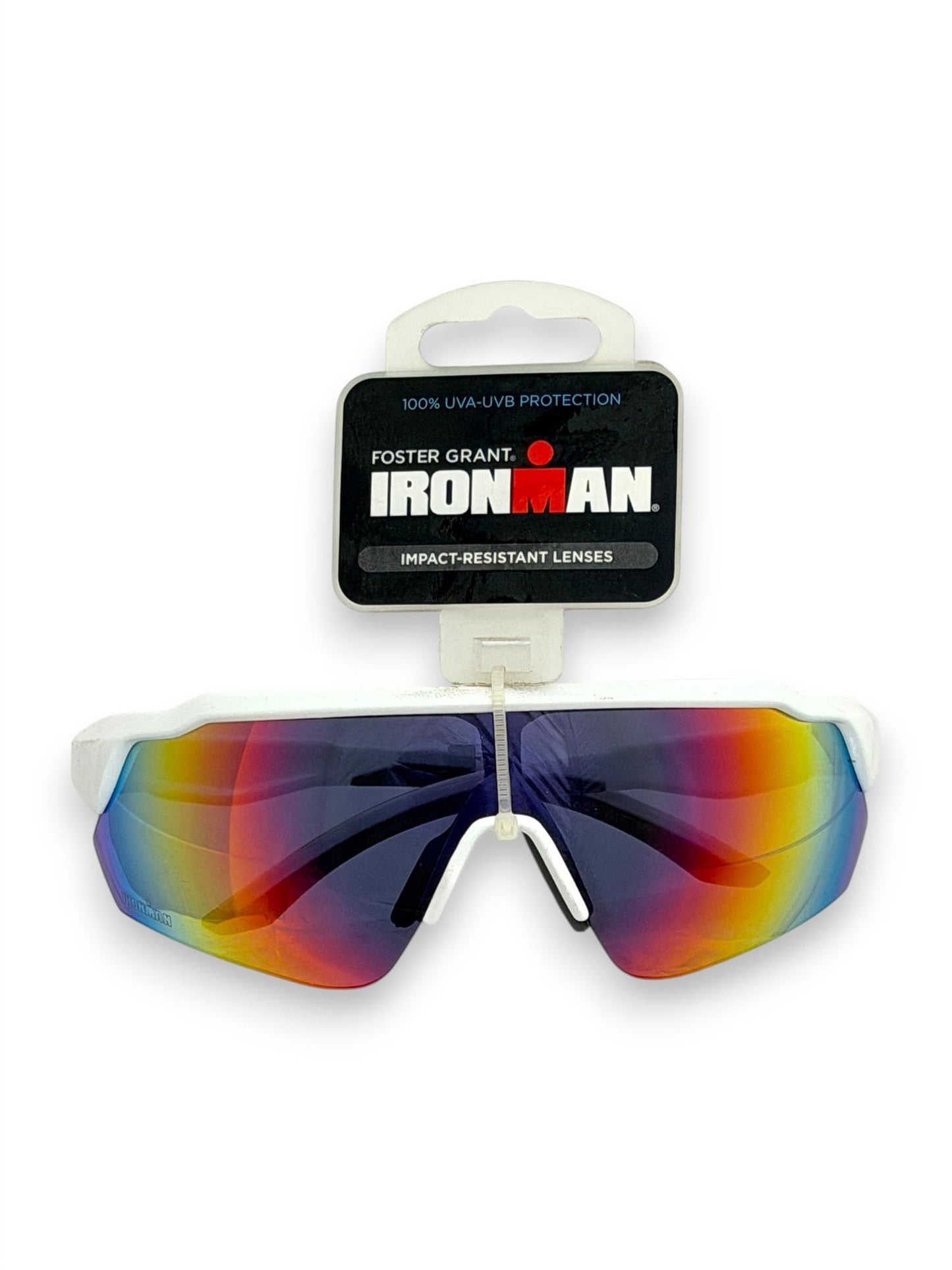 Foster Grant Ironman Sunglasses White Poly Reflective UV400 Sports Shades