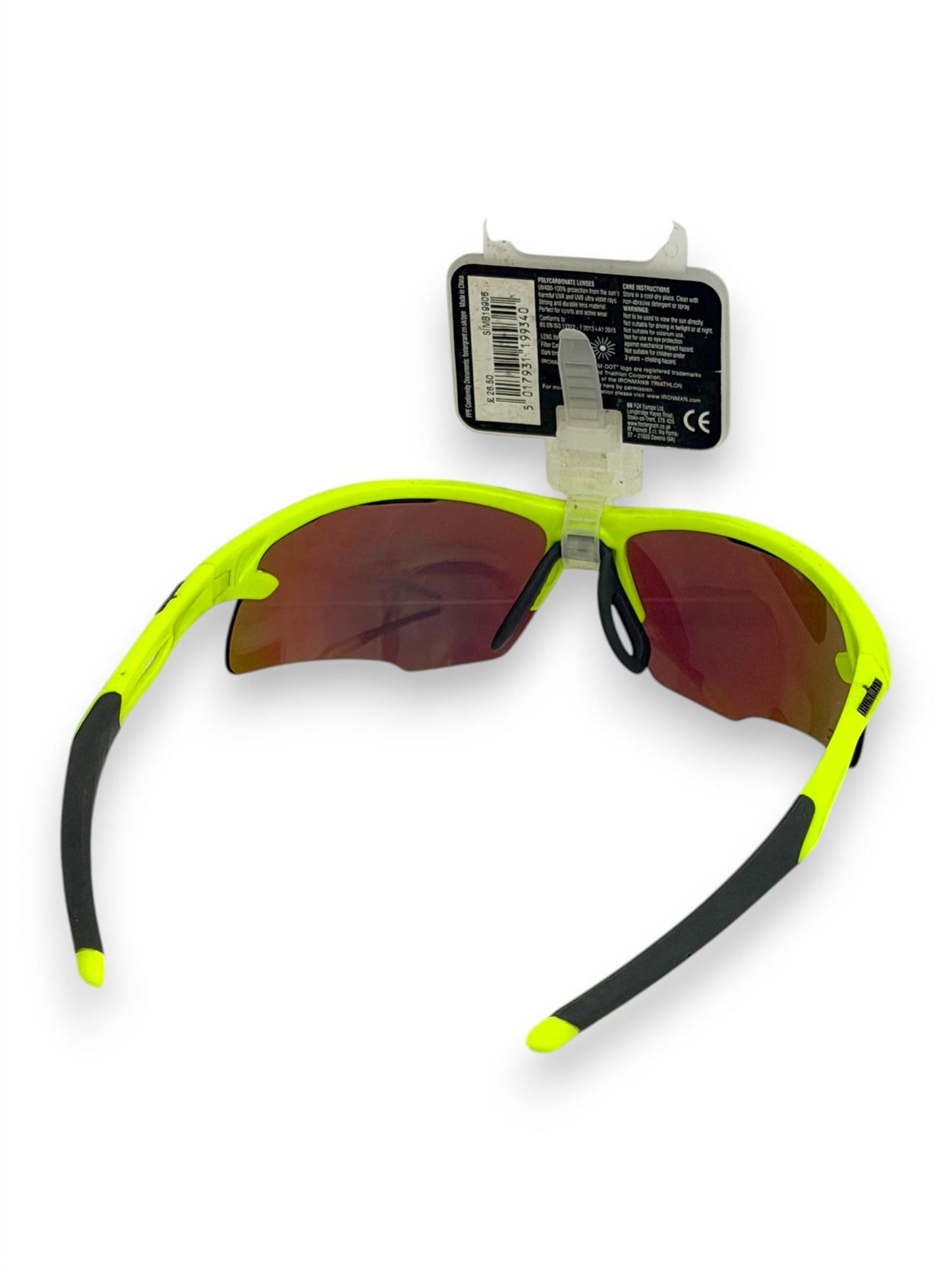 Foster Grant Ironman Sunglasses Yellow Frame Green Lenses UV400 Sports