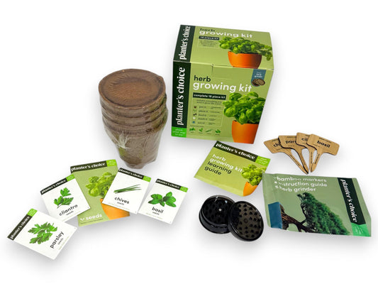 Planter's Choice Herb Growing Kit Indoor Garden Gift Set Basil Chives Parsley