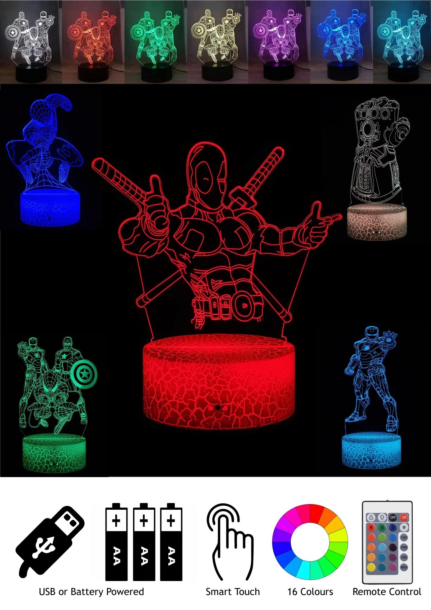 Marvel Avengers 3D Illusion 5 in 1 LED Night Light for Kids