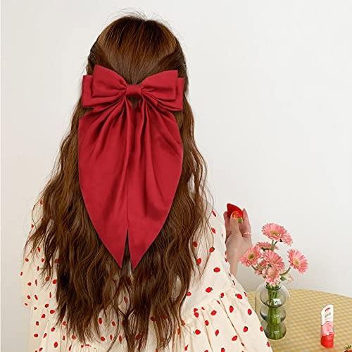 9 Pack Satin Big Large White Pink Red Blue Black Ribbon Hair Bows