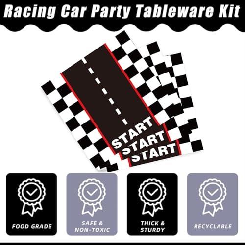 Racing Black and White Checkered Party Tableware Set