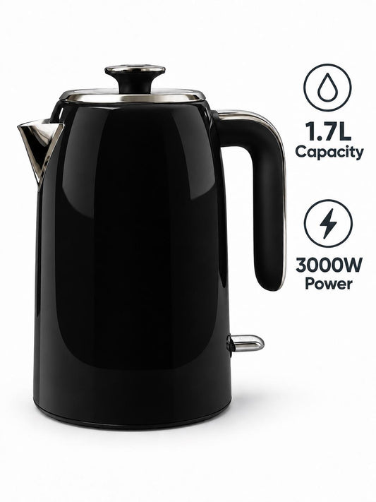 Bistro Chef 1.7L Electric Kettle 3000W Fast Boil Cordless Jug - Black