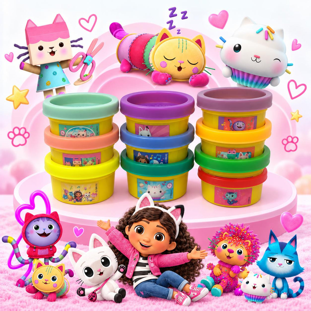 DreamWorks Gabby's Dollhouse OkiDoki Play Dough 10 Pack 26g Tubs Assorted Colours