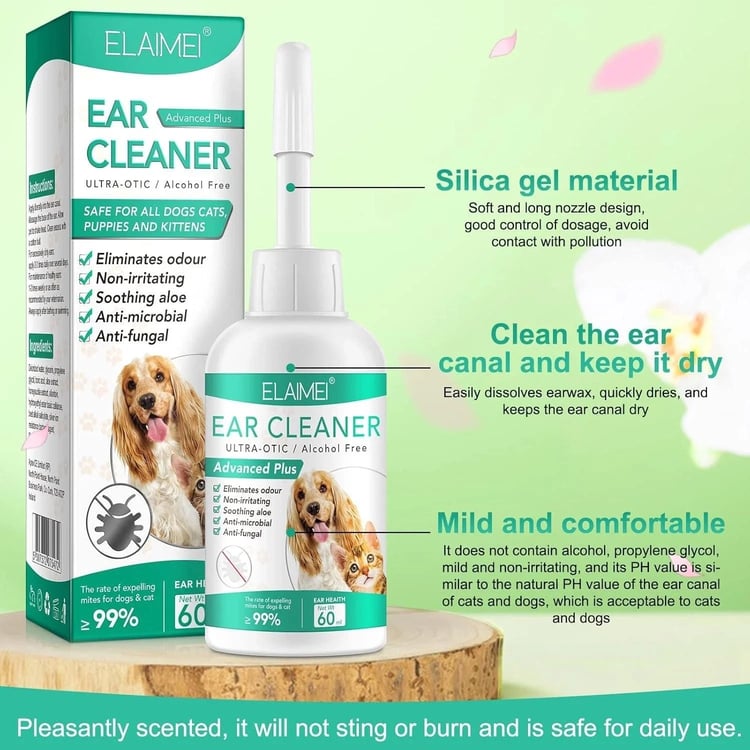 Dog & Cat Ear Cleaner Drops – 60ml, Fast Relief for Infection, Itch & Odour