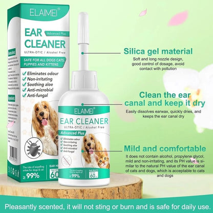Dog & Cat Ear Cleaner Drops – 60ml, Fast Relief for Infection, Itch & Odour