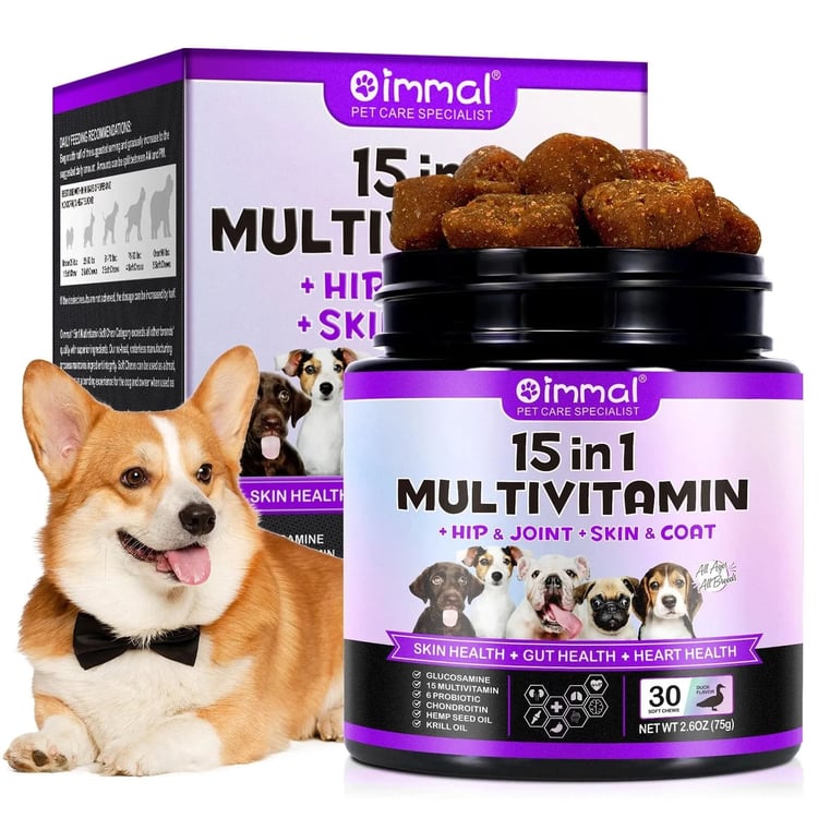 15-in-1 Dog Multivitamin Chews – 30ct, Duck Flavour, All Breeds & Ages