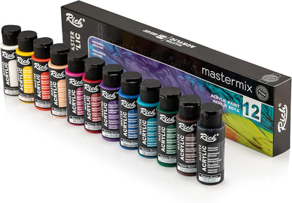 12 or 24 Pack Of Master Acrylic Professional Paint