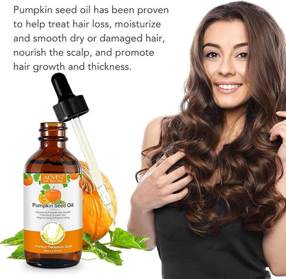 Pumpkin Seed Oil for Hair Growth 60ml – Cold Pressed Natural Oil for Scalp Care, Skin Moisturiser & Aromatherapy