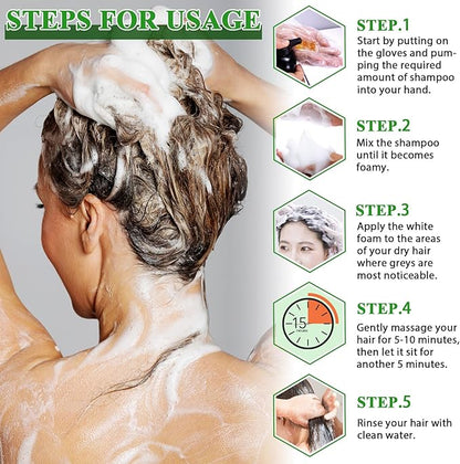 Hair Dye Shampoo, Hair Color Shampoo 3 in 1, Natural Black Hair Color Solution for Women & Men, Long Lasting, Herbal Formula Deeply Nourishing (Dark Brown)