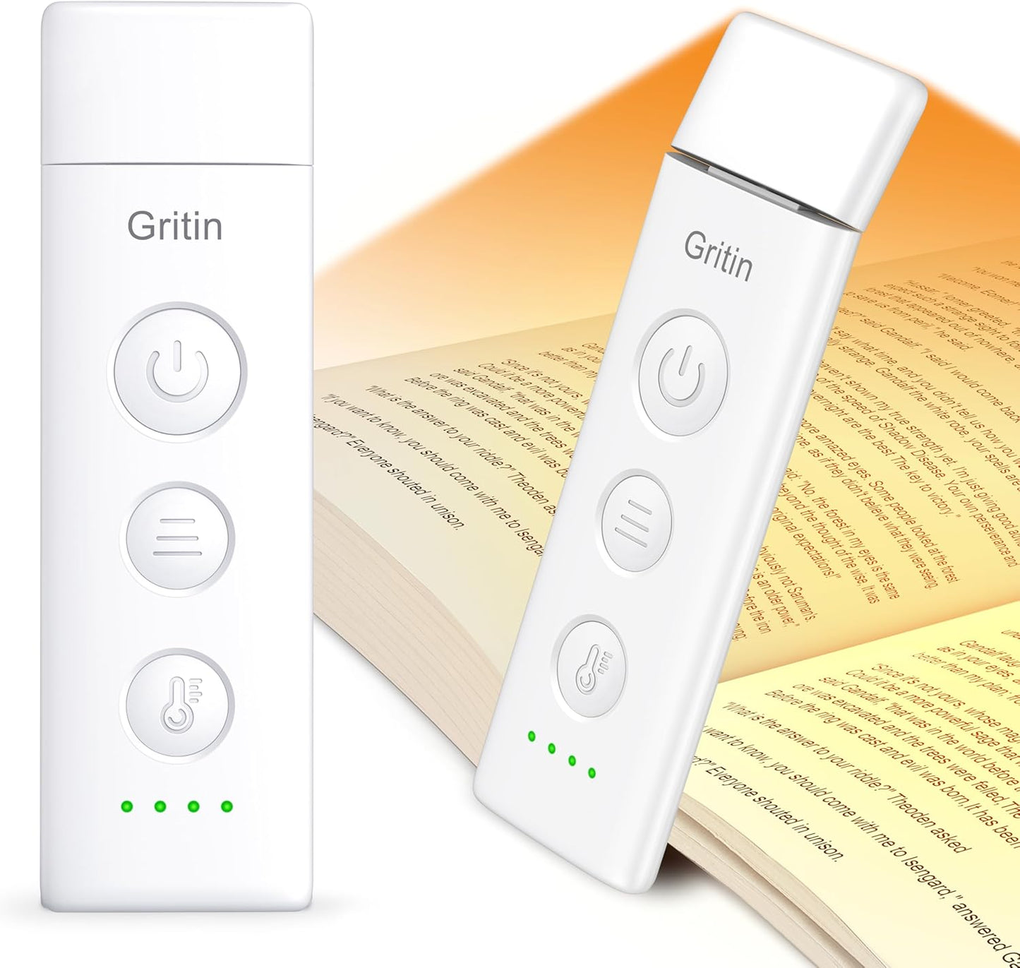 Gritin Rechargeable Book Light Clip On Reading Lamp USB-C Dimmable LED White