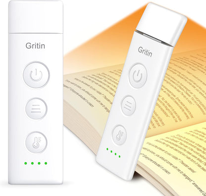 Gritin Rechargeable Book Light Clip On Reading Lamp USB-C Dimmable LED White