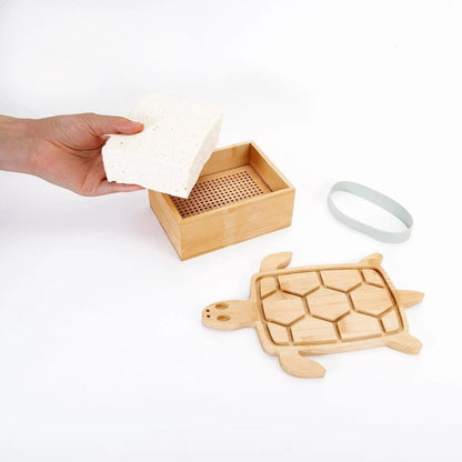 Turtle Shaped Bamboo Tofu Press – Wooden Tofu Water Drainer with Lid