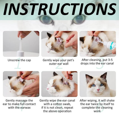 Dog & Cat Ear Cleaner Drops – 60ml, Fast Relief for Infection, Itch & Odour