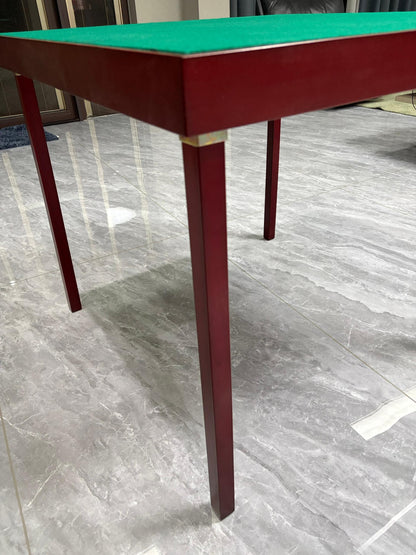 Luxury Folding Card Table Green Wool Mahogany Finish Poker Bridge Portable
