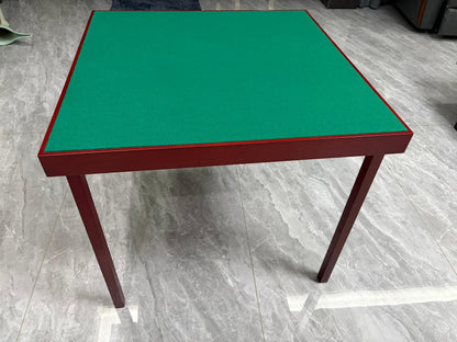 Luxury Folding Card Table Green Wool Mahogany Finish Poker Bridge Portable