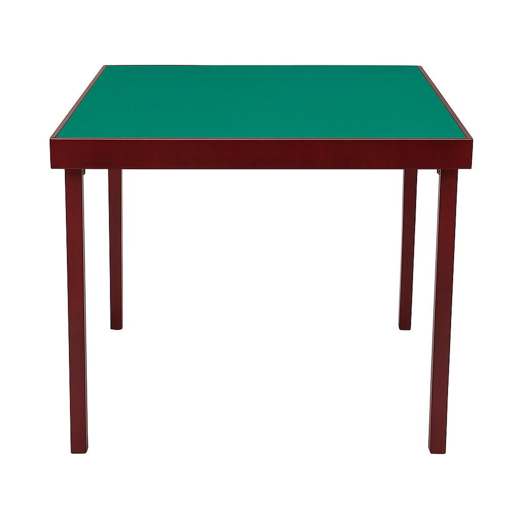 Luxury Folding Card Table Green Wool Mahogany Finish Poker Bridge Portable