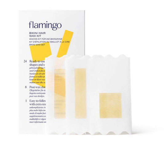 Gentle Bikini Hair Wax Kit - 24 Strips + 8 Soothing Post-Wax Cloths for Sensitive Skin