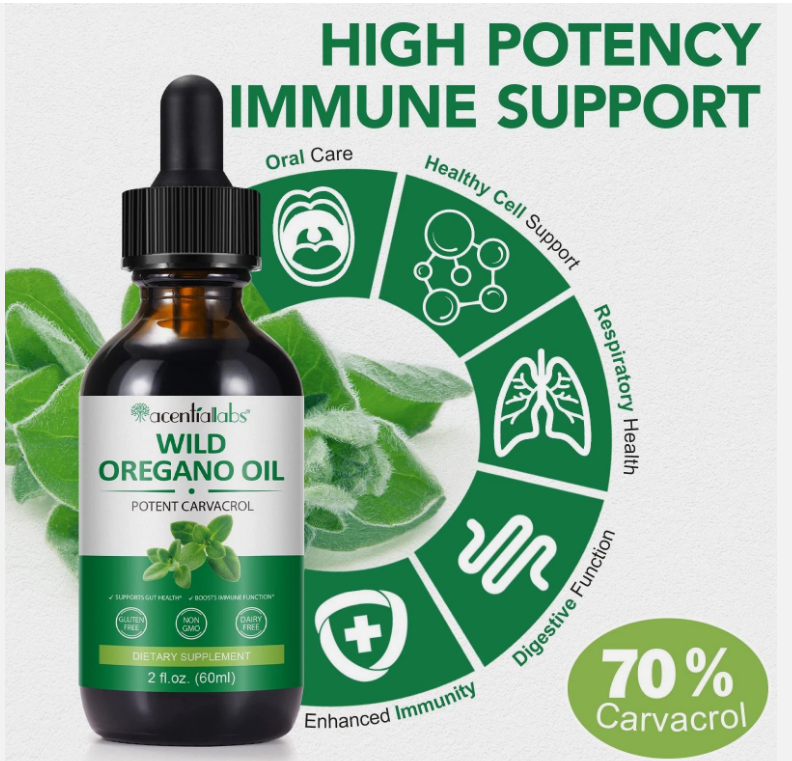 Organic Oregano Oil Drops 70% Carvacrol Immune Support 60ml Natural Gluten Free
