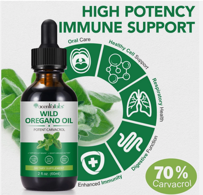 Organic Oregano Oil Drops 70% Carvacrol Immune Support 60ml Natural Gluten Free