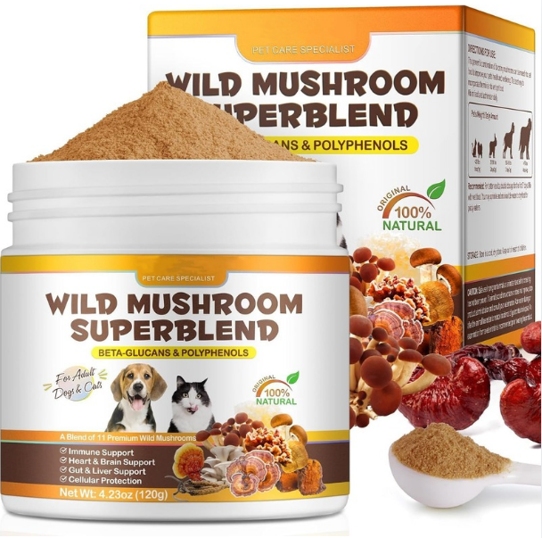 Wild Mushroom Superblend For Adult Cats & Dogs - Immune System Support and Health Well-being