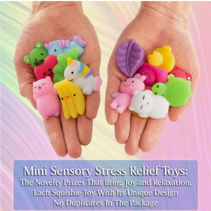 50 Pack Mochi Squishy Toys Individually Wrapped Kids Party Bag Fillers