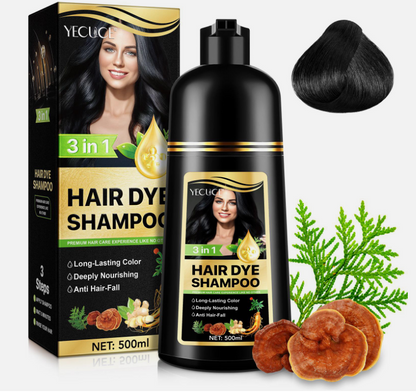 3-in-1 Hair Dye Shampoo 500ml – Natural Grey Coverage | Choose Colour | Vegan
