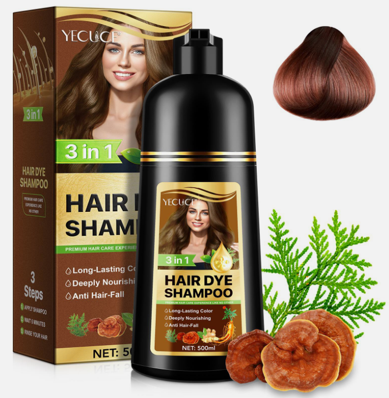 3-in-1 Hair Dye Shampoo 500ml – Natural Grey Coverage | Choose Colour | Vegan