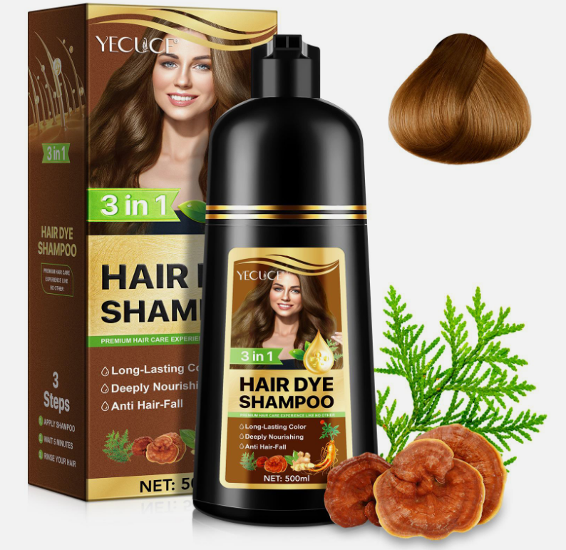 3-in-1 Hair Dye Shampoo 500ml – Natural Grey Coverage | Choose Colour | Vegan