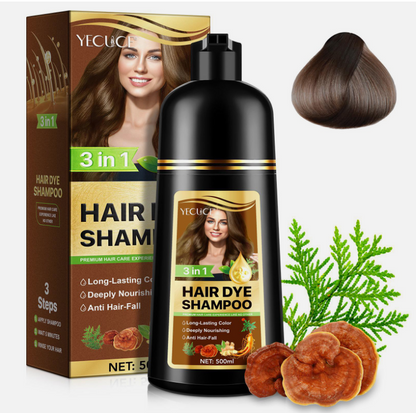 3-in-1 Hair Dye Shampoo 500ml – Natural Grey Coverage | Choose Colour | Vegan
