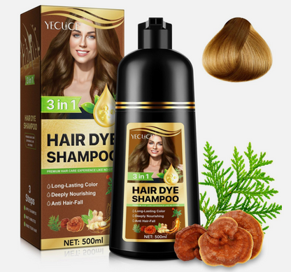 3-in-1 Hair Dye Shampoo 500ml – Natural Grey Coverage | Choose Colour | Vegan