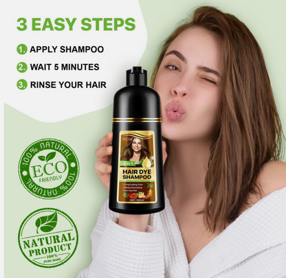 3-in-1 Hair Dye Shampoo 500ml – Natural Grey Coverage | Choose Colour | Vegan