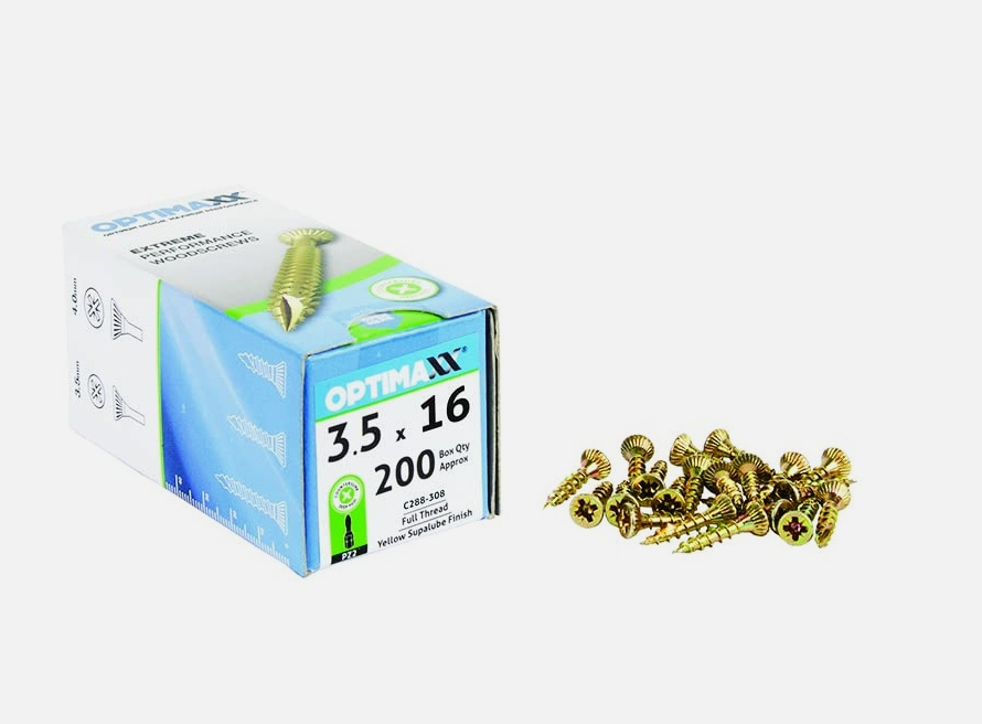 Optmaxx Premium Woodscrews 3.5–4mm x 16–25mm Pozi Wood Fixings