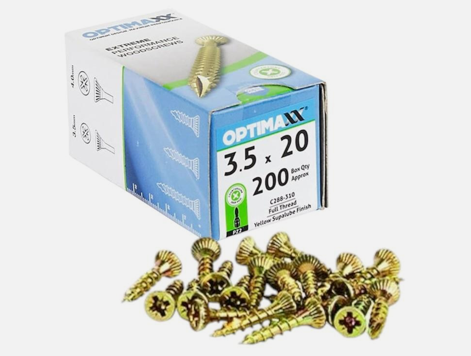 Optmaxx Premium Woodscrews 3.5–4mm x 16–25mm Pozi Wood Fixings