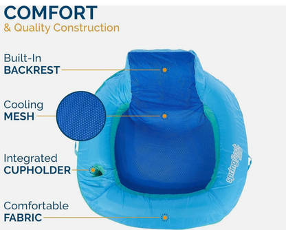 SwimWays Spring Float SunSeat Pool Lounger Mesh Seat Inflatable Float