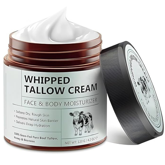 Beef Tallow Balm for Skin, with Honey Grass-Fed Pure and Beeswax 120g