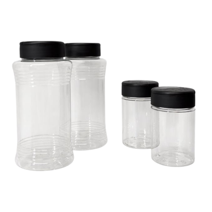 PET Clear Plastic Spice Bottle with 3-Part Flipper Shaker Lid
