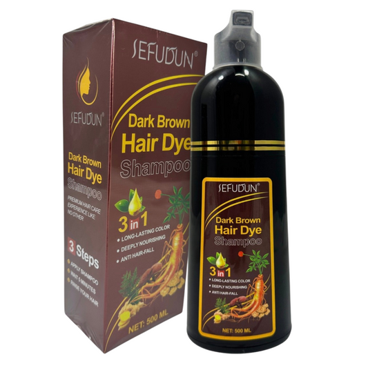 Hair Dye Shampoo, Hair Color Shampoo 3 in 1, Natural Black Hair Color Solution for Women & Men, Long Lasting, Herbal Formula Deeply Nourishing (Dark Brown)