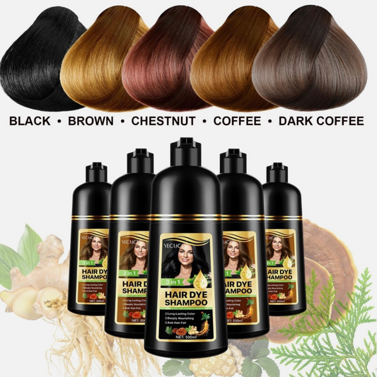 3-in-1 Hair Dye Shampoo 500ml – Natural Grey Coverage | Choose Colour | Vegan