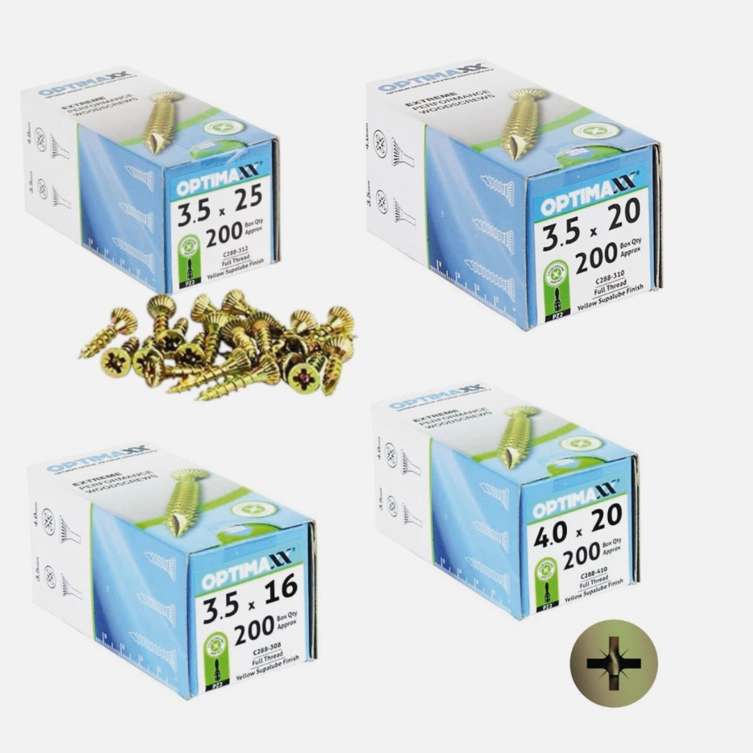 Optmaxx Premium Woodscrews 3.5–4mm x 16–25mm Pozi Wood Fixings