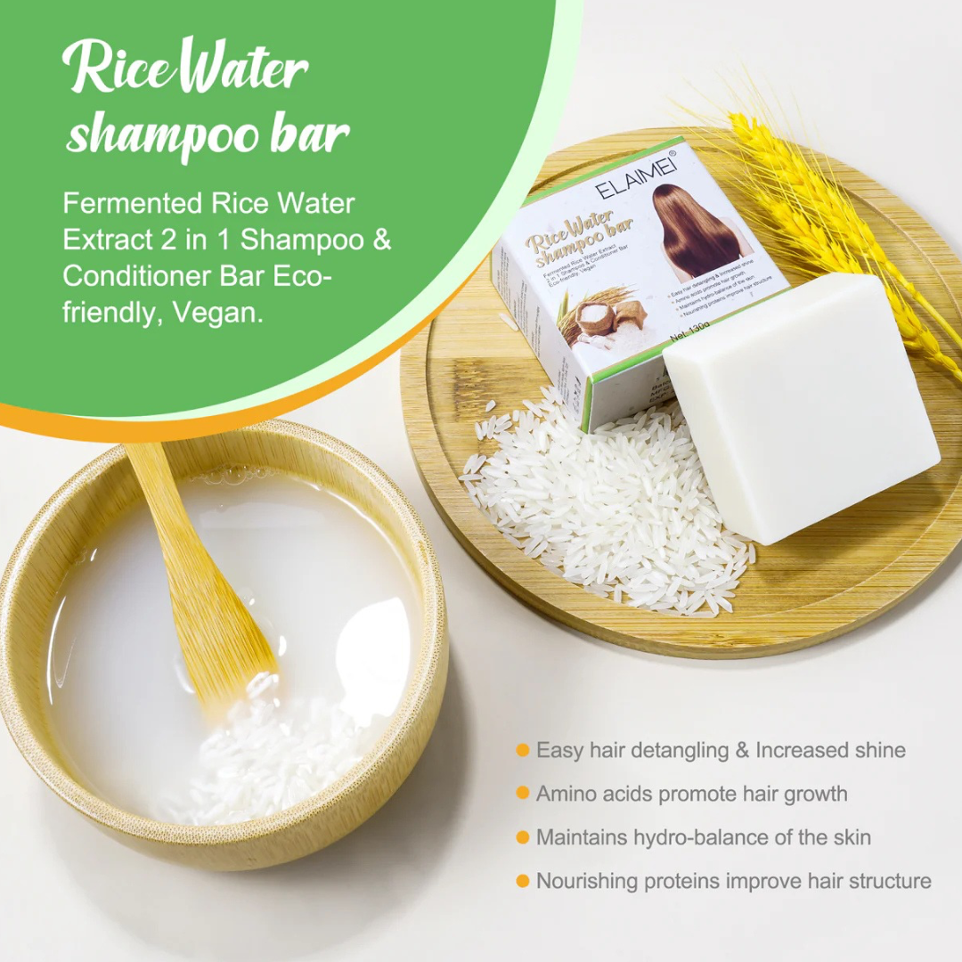 Rice Water Shampoo Bar – Strengthen, Shine & Soften Naturally