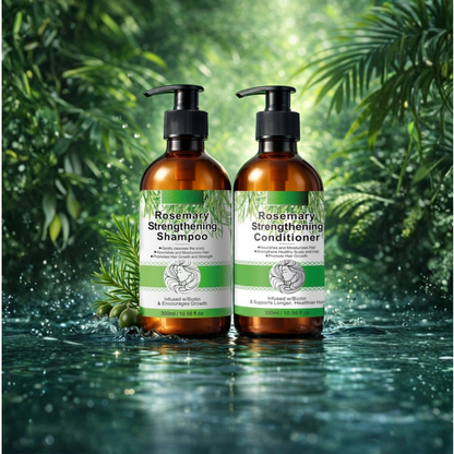 Rosemary Hair Growth Shampoo and Conditioner Set, 300ml Each, Biotin Infused, Strengthening Formula