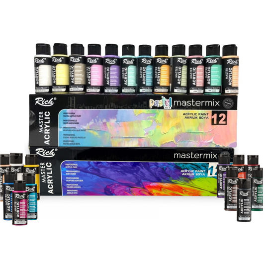12 or 24 Pack Of Master Acrylic Professional Paint