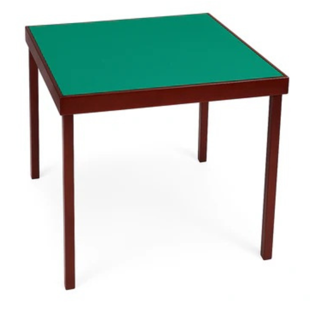 Luxury Folding Card Table Green Wool Mahogany Finish Poker Bridge Portable