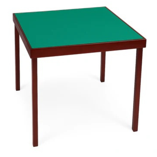 Luxury Folding Card Table Green Wool Mahogany Finish Poker Bridge Portable