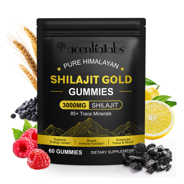 Shilajit + Ashwagandha Gummies 3000mg Energy, Libido & Strength Booster 60 Vegan